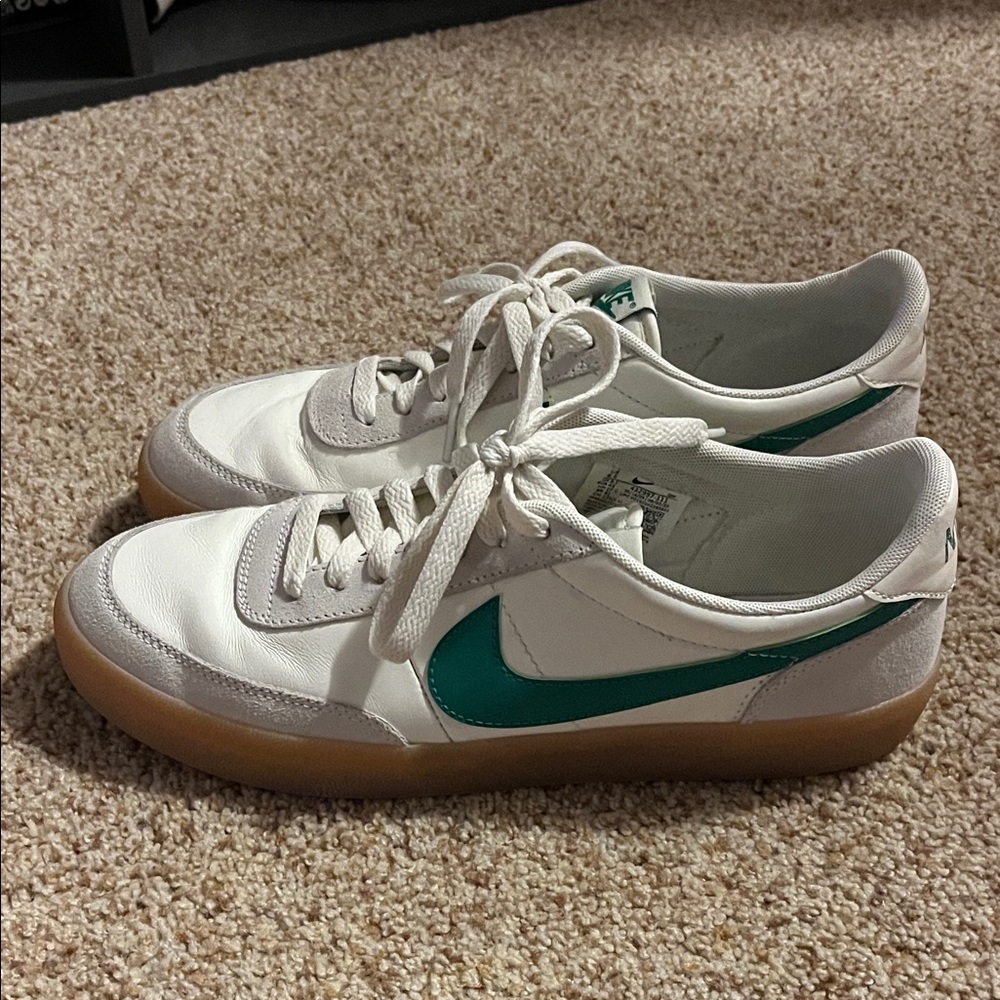 Nike Kill Shot Cream Leather Suede Sneakers w/ Green Swoosh - 9.5 Great!